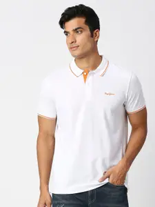 Pepe Jeans Men Pure Cotton Polo Collar Regular Fit T-shirt