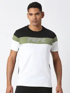 Pepe Jeans Men Colourblocked Pure Cotton Slim Fit T-shirt