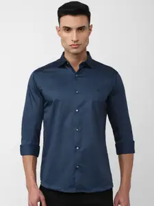 V Dot Spread Collar Slim Fit Cotton Formal Shirt