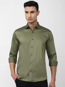 V Dot Long Sleeves Slim Fit Casual Shirt