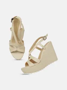 Marc Loire Open Toe Wedge with Buckles