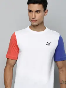 Puma Men Pure Cotton Solid Outdoor Regular fit T-shirt With Contrast Colour Sleeves
