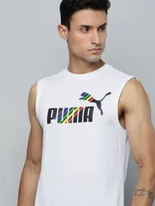 Puma Men Essential Sleeveless Brand Logo Printed Regular Fit Pure Cotton Tank Top