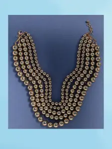 SOHI Gold-Plated Beaded Layered Necklace