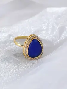 SOHI Gold-Plated & Stone-Studded Finger Ring