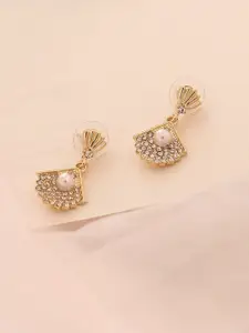 SOHI Gold-Plated Contemporary Drop Earrings