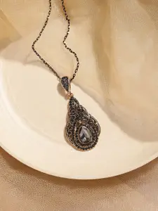SOHI Silver-Plated Stone Studded Pendant Chain