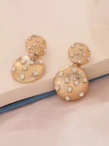 SOHI Gold Plated Contemporary Drop Earrings