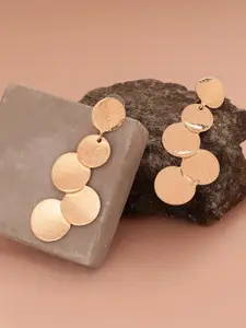 SOHI Gold-Plated Contemporary Drop Earrings