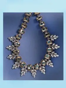 SOHI Gold-Plated Stone Statement Necklace