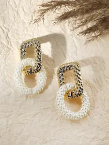 SOHI Gold-Plated Geometric Drop Earrings