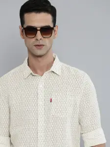 Levis Men Linen Cotton Opaque Geometric Printed Casual Shirt