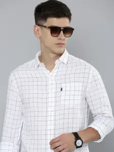Levis Men Pure Linen Windowpane Checks Spread Collar Casual Shirt