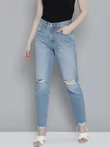 Levis Women Slim Fit High-Rise Highly Distressed Heavy Fade Acid Wash Jeans