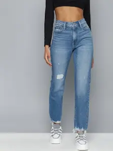Levis Straight Fit Mid-Rise Mildly Distressed Heavy Fade Jeans