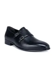 ROSSO BRUNELLO Men Leather Formal Slip-On Monk Shoes
