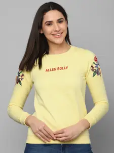 Allen Solly Woman Floral Embroidered Cotton Sweatshirt