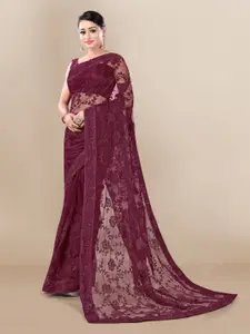 VAIRAGEE Floral Embroidered Sheer Saree