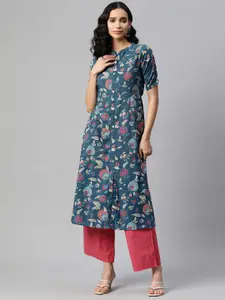 Vbuyz Floral Printed A-Line Cotton Kurta
