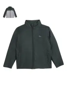 Cantabil Boys Colourblocked Stand Collar Reversible Puffer Jacket