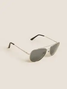 Marks & Spencer Men Aviator Sunglasses Full Rim with UV Protected Lens T096607SILVER