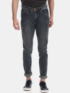 V-Mart Men Classic Low Distress Ripped Cuffed Hem Light Fade Cotton Jeans