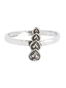 ahilya 92.5 Sterling Silver Silver-Plated Heart Adjustable Finger Ring