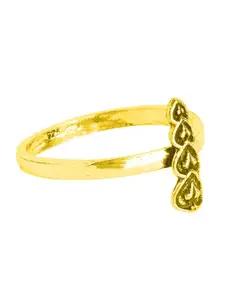 ahilya Gold-Plated 925 Sterling Silver Vertical Heart Finger Ring