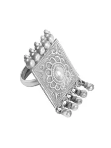 Ahilya 92.5 Sterling Silver Temple Silver-Plated Finger Ring