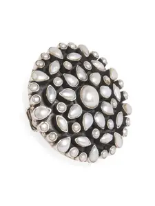 ahilya 92.5 Sterling Silver Silver-Plated Cocktai Finger Ring