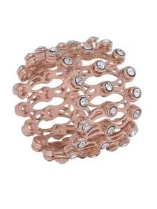 ahilya 92.5 Sterling Silver Rose Gold-Plated Zircon Studded Supple Ring Come Bracelet