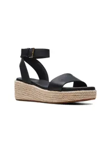 Clarks Leather Flatform Sandals with Buckles