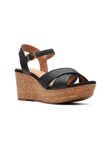 Clarks Leather Wedge Heels With Ankle Loop