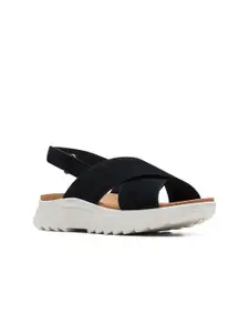Clarks Suede Colourblocked Flats With Backstrap