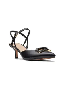 Clarks Leather Kitten Pumps With Backstrap