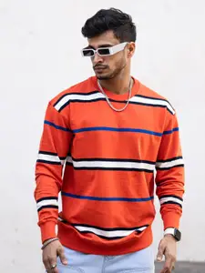 Powerlook Striped Round Neck Long Sleeves Sweatshirt