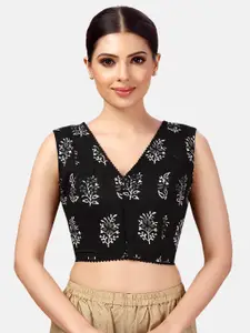 Studio Shringaar Printed Pure Cotton V-Neck Saree Blouse