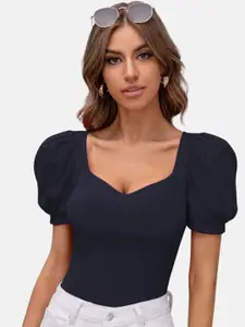 BUY NEW TREND Sweetheart Neck Puff Sleeves Top