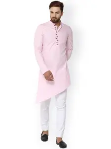 See Designs Men Pink Solid Straight Kurta