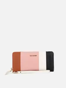 Van Heusen Woman Colourblocked PU Zip Around Wallet with SD Card Holder