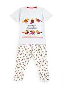 HERE&NOW Girls Graphic Printed Night Suit