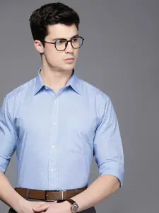 Raymond Men Pure Cotton Slim Fit Micro Checks Cutaway Collar Formal Shirt