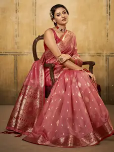 Satrani Ethnic Motifs Woven Design Zari Banarasi Saree