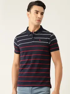 Parx Striped Polo Collar Pure Cotton T-shirt