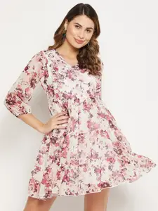 Bitterlime Floral Georgette Dress