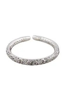 ahilya 92.5 Sterling Silver Silver-Plated Engraved Kada Bangle