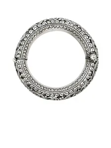 ahilya Silver-Plated 92.5 Sterling Silver Floral Engraved Bangle