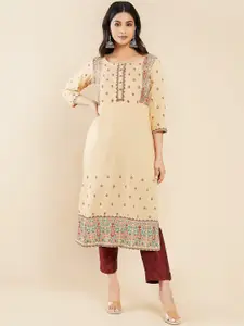 Maybell Round Neck Floral Printed Kurta