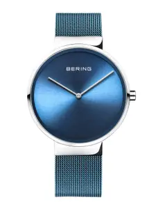 BERING Men Blue Dial & Blue Stainless Steel Bracelet Style Straps Analogue Watch 14539-308