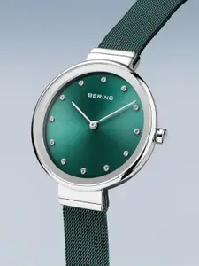 BERING Women Green Dial & Green Stainless Steel Bracelet Style Straps Analogue Watch 12034-808